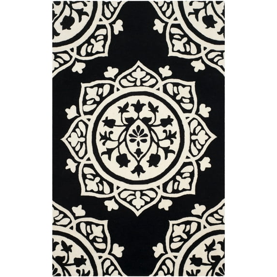 SAFAVIEH Bella Gabriel Abstract Wool Area Rug, Black/Ivory, 6' x 9'