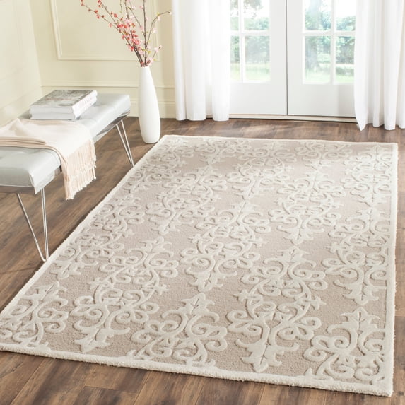 SAFAVIEH Bella Galena Damask Area Rug, Sand/Ivory, 5' x 8'