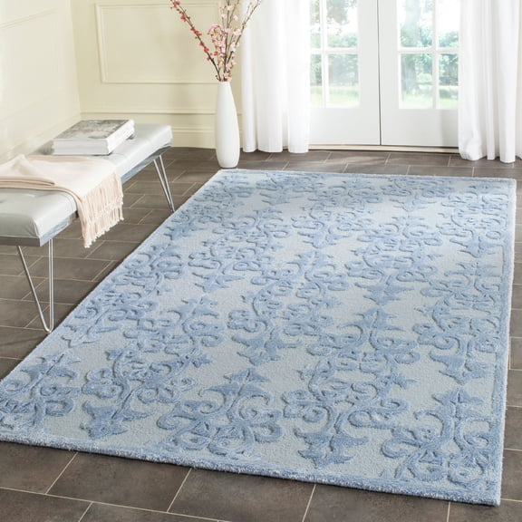 SAFAVIEH Bella Galena Damask Vines Wool Area Rug, Blue, 6' x 9'