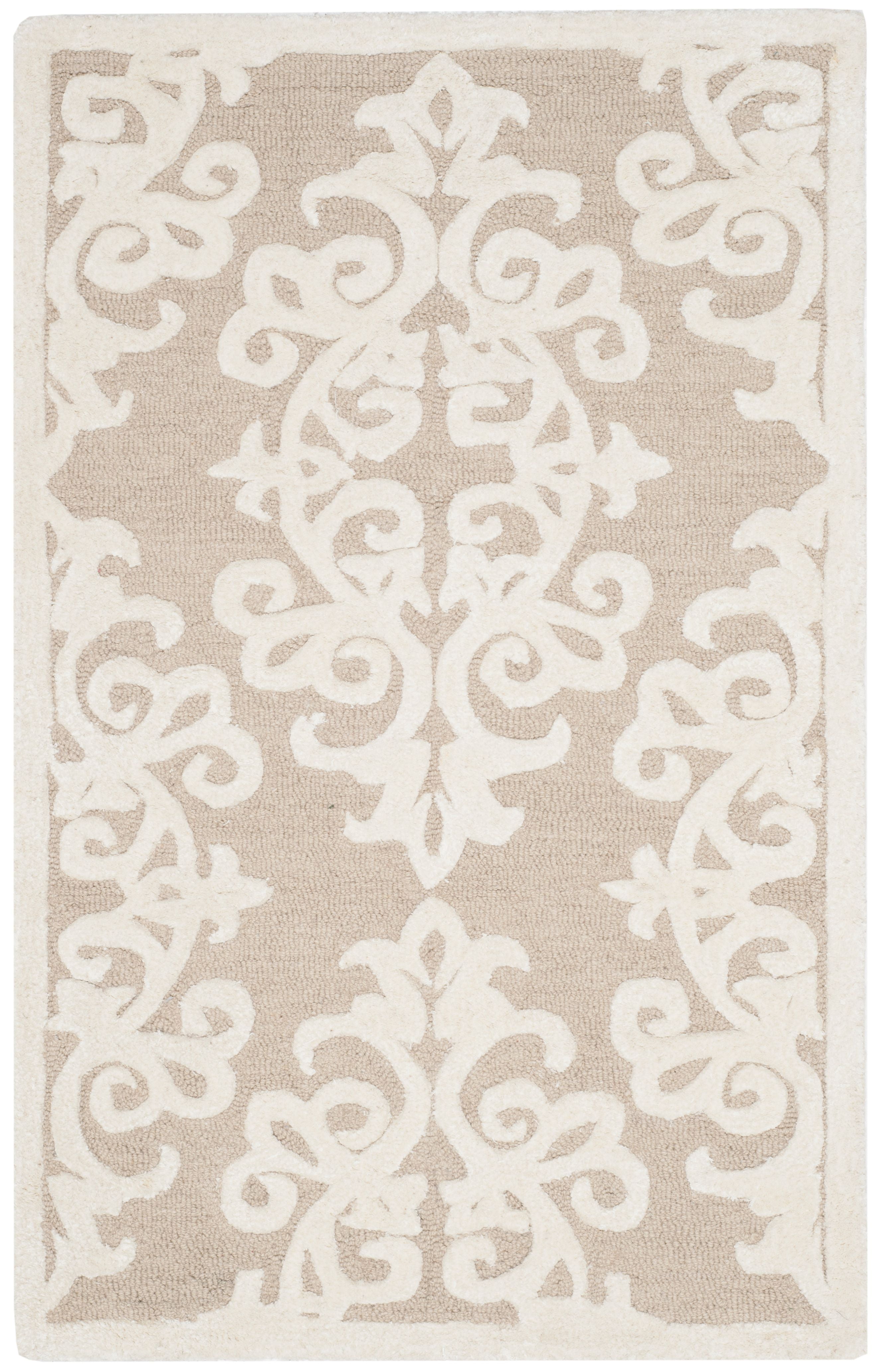 Sand and Ivory Hand-Tufted Wool and Viscose Area Rug