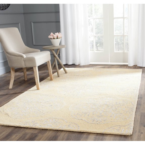 SAFAVIEH Bella Glenna Abstract Wool Area Rug, Beige/Silver, 6' x 6' Square