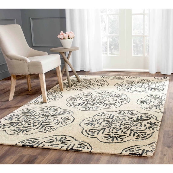 SAFAVIEH Bella Glenna Abstract Wool Area Rug, Ivory/Charcoal, 5' x 8'