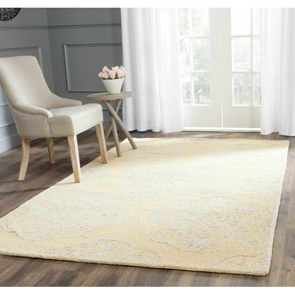 SAFAVIEH Bella Glenna Medallion Floral Wool Area Rug, Beige/Silver, 8' x 10'