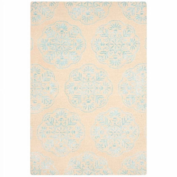 SAFAVIEH Bella Glenna Medallion Floral Wool Area Rug, Beige/Turquoise, 4' x 6'