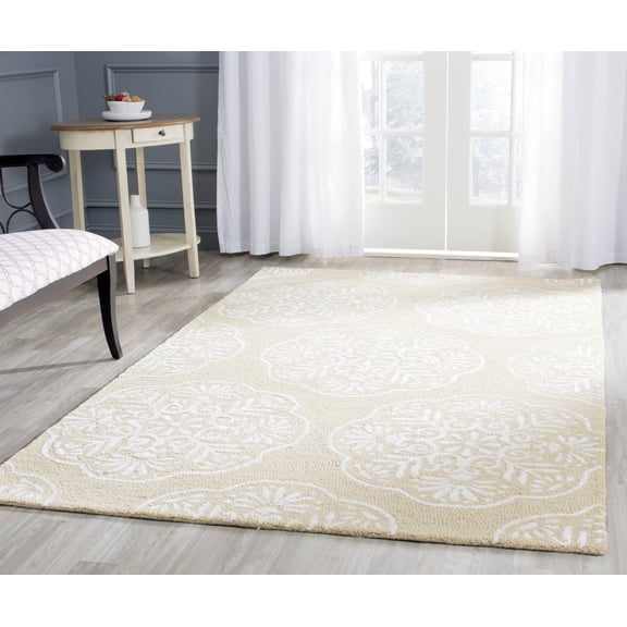 SAFAVIEH Bella Glenna Medallion Floral Wool Area Rug, Beige/White, 8' x 10'