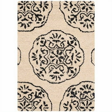 SAFAVIEH Bella Glenna Medallion Floral Wool Area Rug, Ivory/Charcoal, 2' x 3'