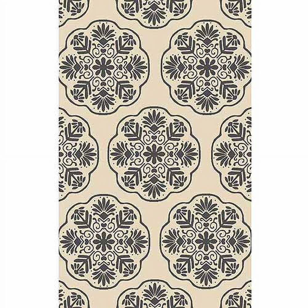 Ivory Charcoal Hand-Tufted Wool & Viscose 4' x 6' Area Rug
