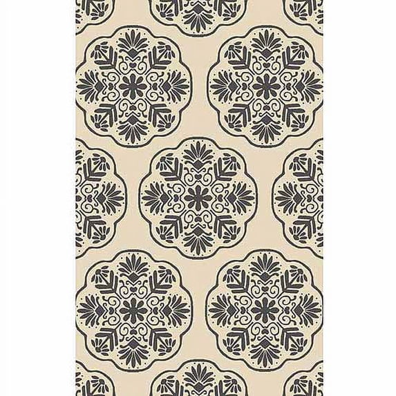 SAFAVIEH Bella Glenna Medallion Floral Wool Area Rug, Ivory/Charcoal, 4' x 6'
