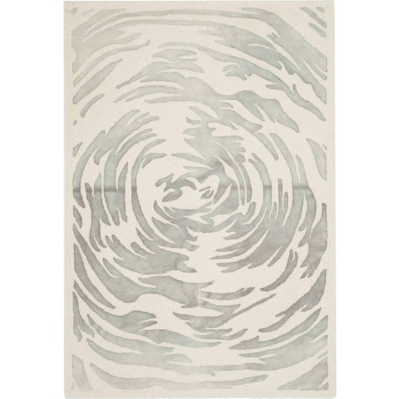 SAFAVIEH Bella Igor Abstract Swirls Wool Area Rug, Ivory/Grey, 3' x 5'