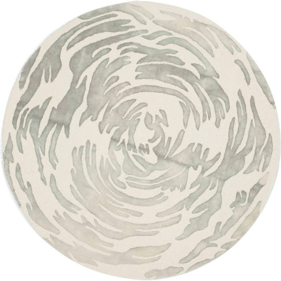 SAFAVIEH Bella Igor Abstract Swirls Wool Area Rug, Ivory/Grey, 5' x 5' Round