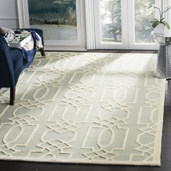 SAFAVIEH Bella Janis Geometric Striped Wool Area Rug, Grey/Ivory, 8' x 10'