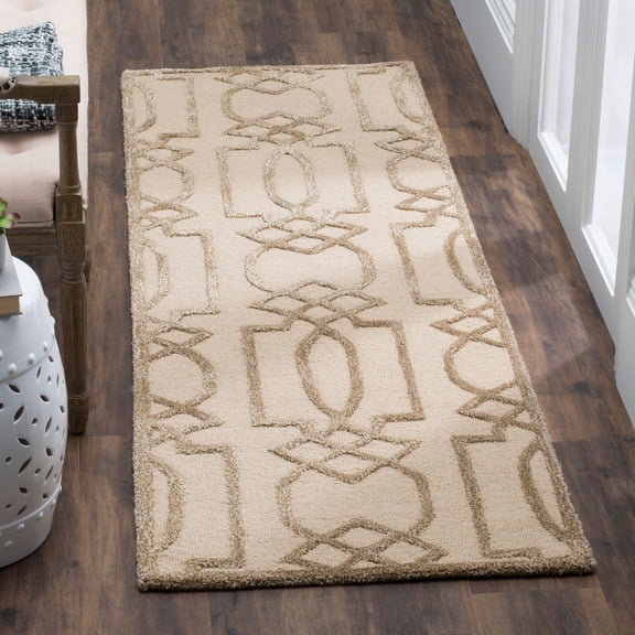 SAFAVIEH Bella Janis Geometric Striped Wool Runner Rug, Sand/Brown, 2'3" x 7'