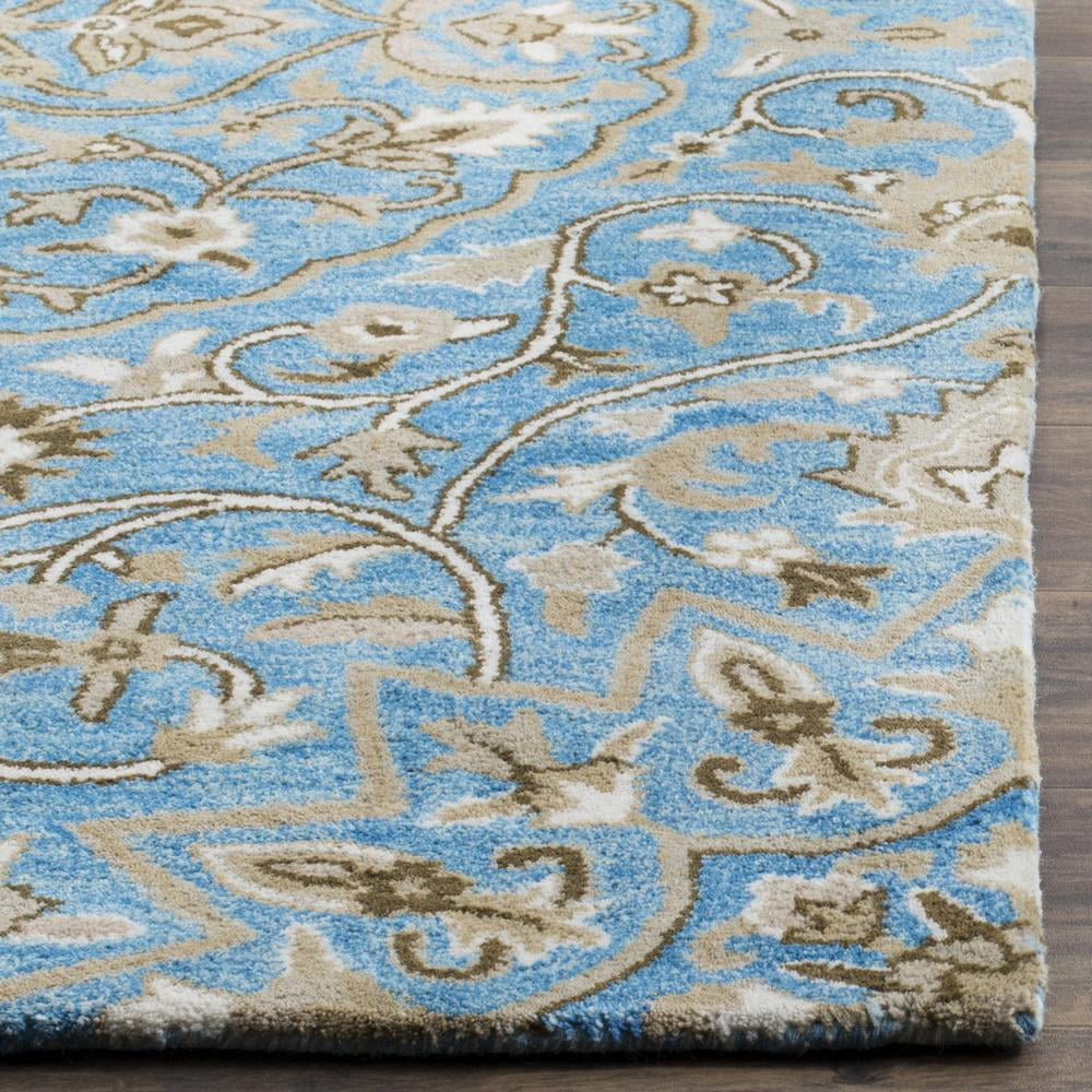 Bella Blue and Taupe Hand-Tufted Wool 4' x 6' Area Rug