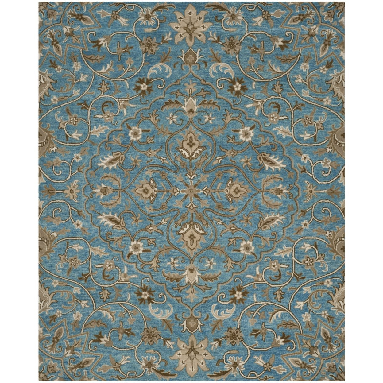 Hand-Tufted Bella Blue/Taupe Wool Area Rug, 8' x 10'