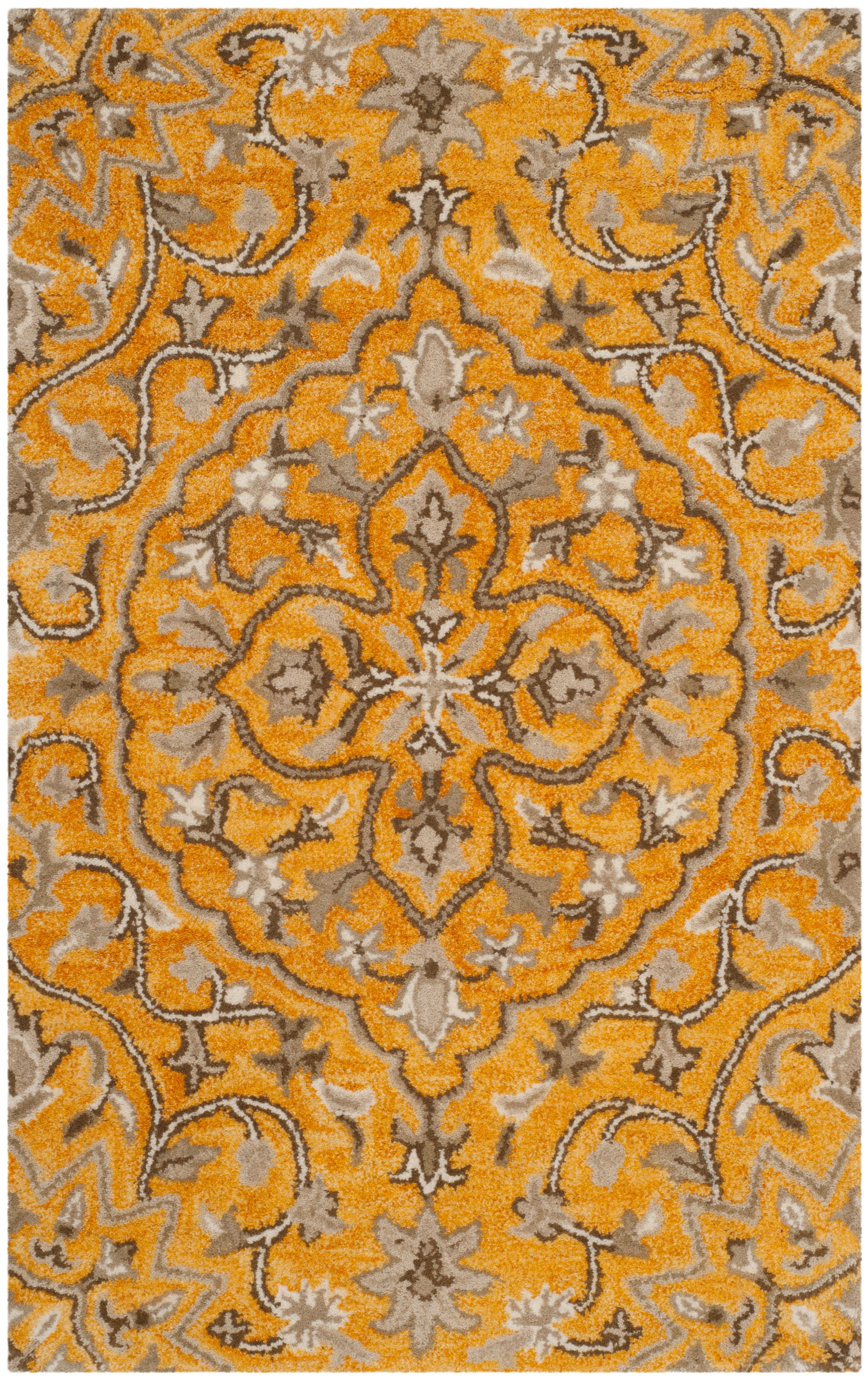 Gold & Taupe Hand-Tufted Wool Rectangular Area Rug