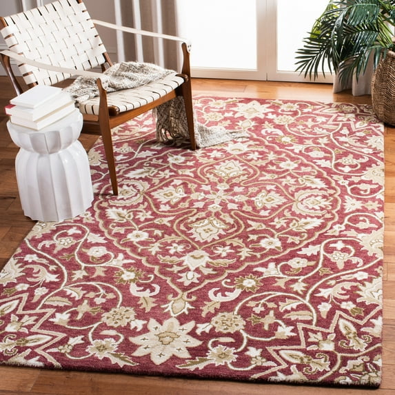 SAFAVIEH Bella Kade Floral Medallion Wool Area Rug, Rose/Taupe, 4' x 6'