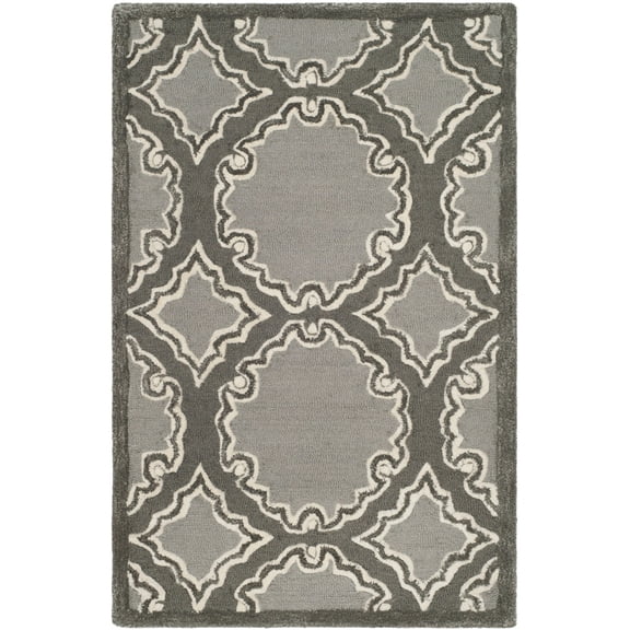 SAFAVIEH Bella Kaitlyn Geometric Circles Wool Area Rug, Grey/Light Grey, 2'6" x 4'
