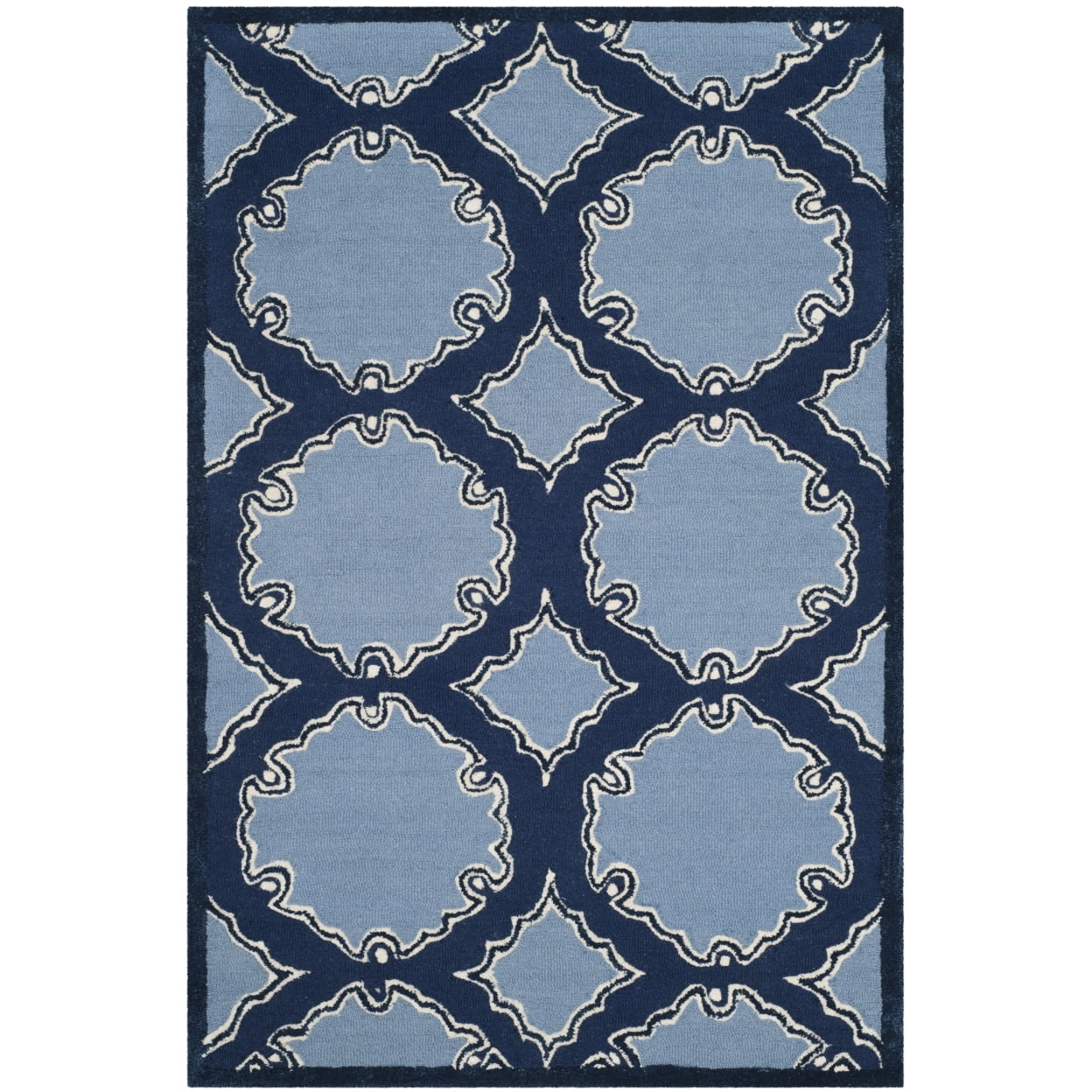 Bella Blue Hand-Tufted Wool Geometric Area Rug