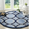 thumbnail image 1 of SAFAVIEH Bella Kaitlyn Geometric Circles Wool Area Rug, Navy/Blue, 5' x 5' Round, 1 of 6