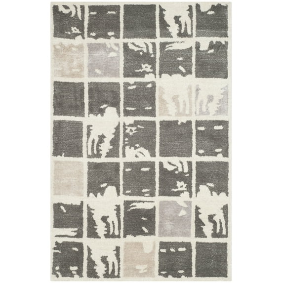 SAFAVIEH Bella Kalina Abstract Wool Area Rug, Dark Grey/Ivory, 2'6" x 4'