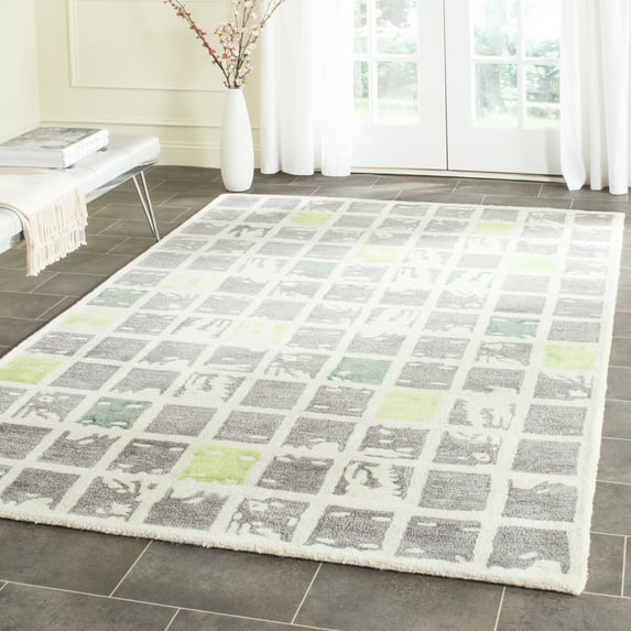 SAFAVIEH Bella Kalina Abstract Wool Area Rug, Grey/Ivory, 4' x 6'