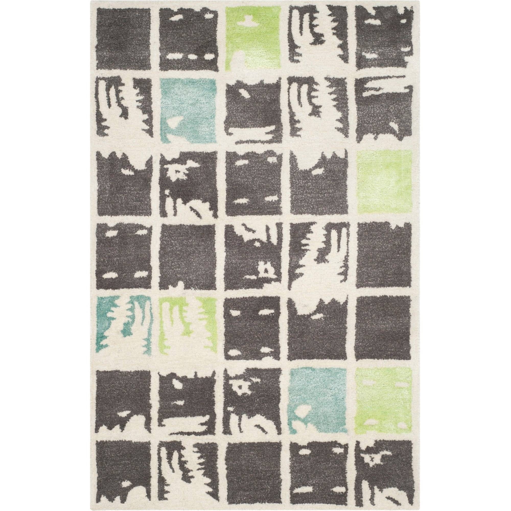 Handmade Gray Wool Rectangular Tufted Area Rug