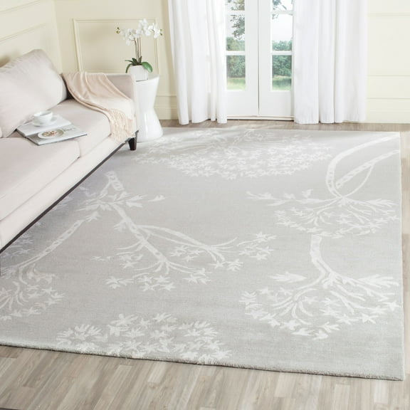 SAFAVIEH Bella Kiro Floral Area Rug, Slate/Ivory, 5' x 5' Square