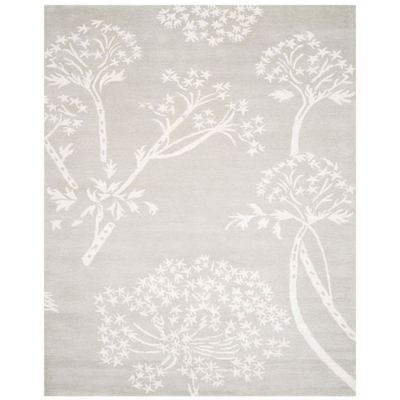SAFAVIEH Bella Kiro Floral Flowers Wool Area Rug, Grey/Ivory, 6' x 9'