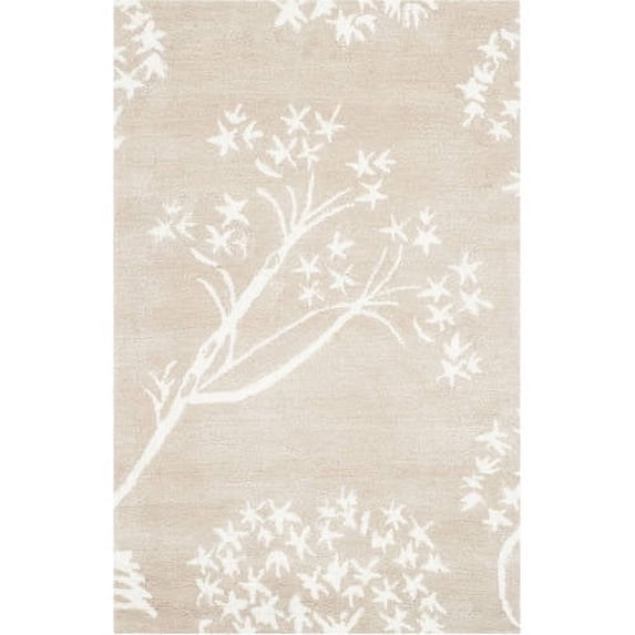 SAFAVIEH Bella Kiro Floral Flowers Wool Area Rug, Sand/Ivory, 4' x 6'