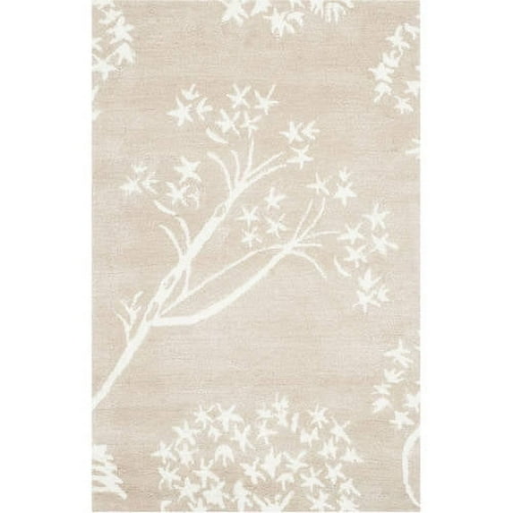 SAFAVIEH Bella Kiro Floral Flowers Wool Area Rug, Sand/Ivory, 5' x 8'