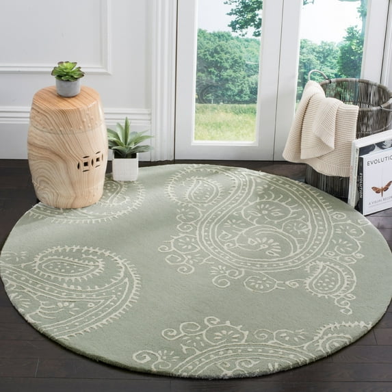 SAFAVIEH Bella Laurel Geometric Area Rug, Grey/Ivory, 5' x 5' Round