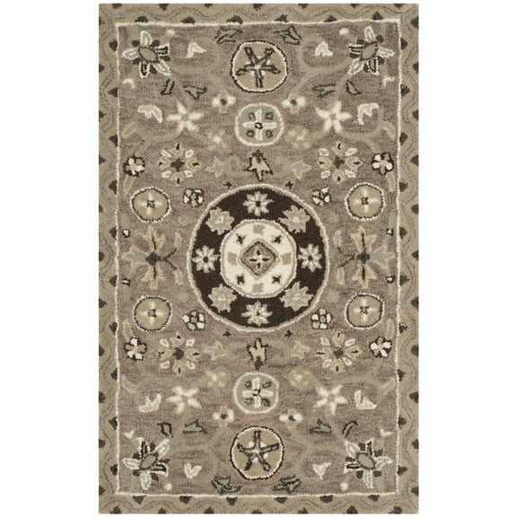 SAFAVIEH Bella Leah Oriental Wool Area Rug, Taupe/Light Grey, 2'6" x 4'