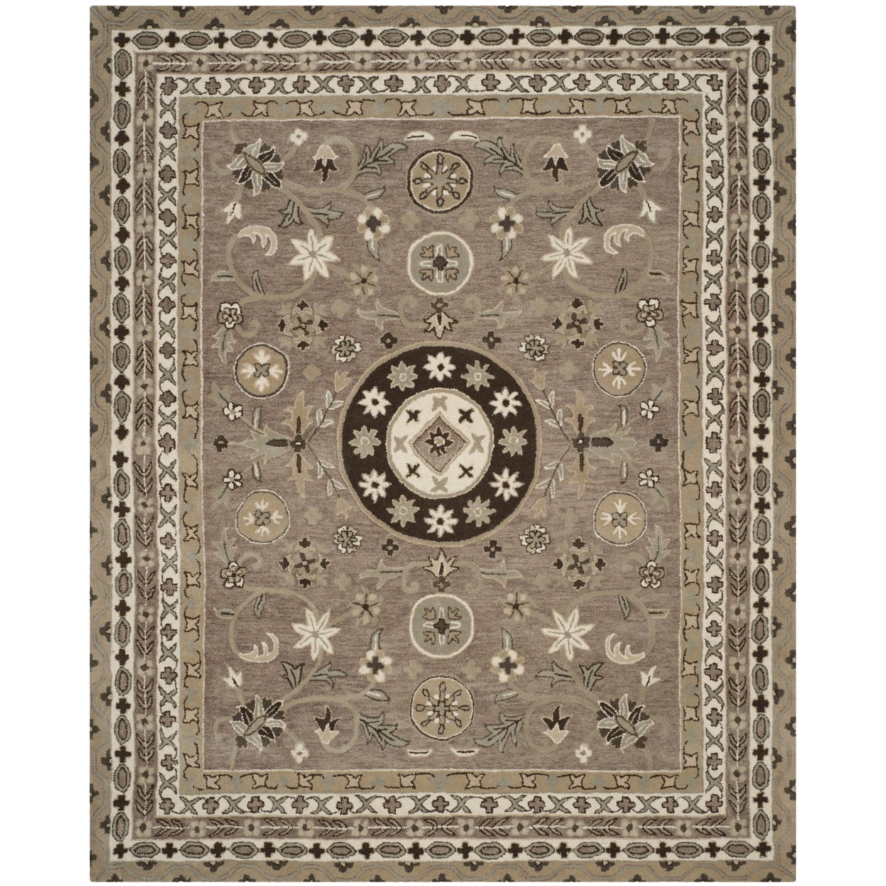 Bella Taupe/Light Grey Hand-Tufted Wool Round Area Rug