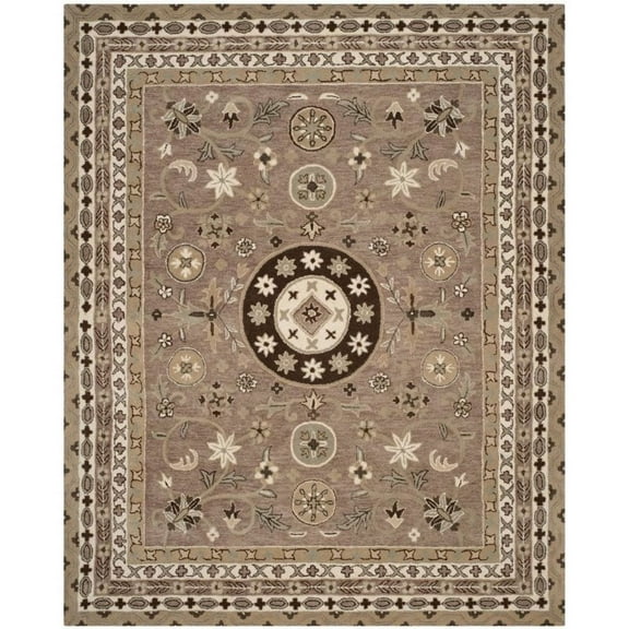 SAFAVIEH Bella Leah Oriental Wool Area Rug, Taupe/Light Grey, 4' x 6'