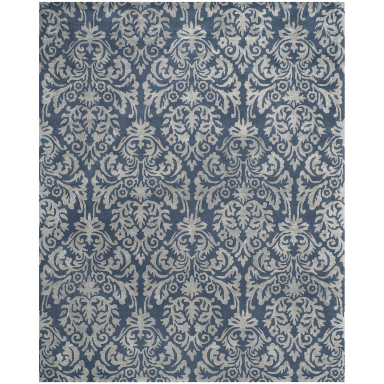 Bella Navy and Gray Hand-Tufted Wool Area Rug
