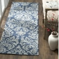 thumbnail image 1 of SAFAVIEH Bella Leann Damask Distressed Wool Runner Rug, Navy/Grey, 2'3" x 7', 1 of 8