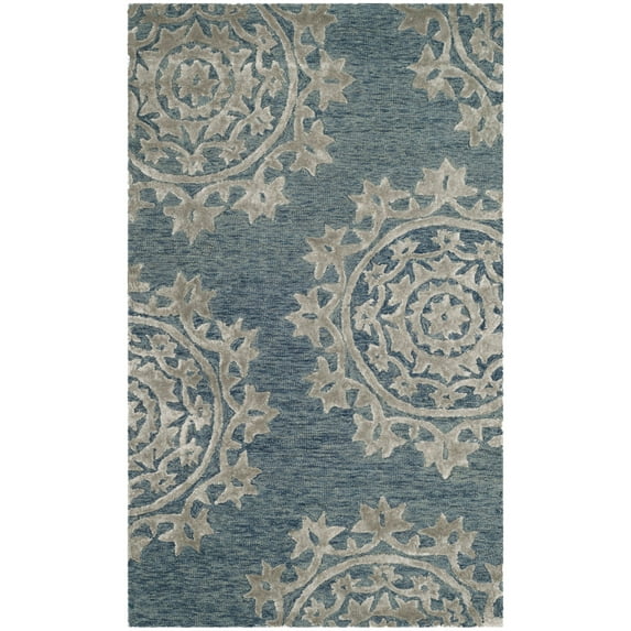 SAFAVIEH Bella Marcella Medallion Geometric Wool Area Rug, Blue, 3' x 5'