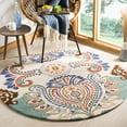 thumbnail image 1 of SAFAVIEH Bella Meriel Floral Paisley Wool Area Rug, Ivory/Blue, 7' x 7' Round, 1 of 6