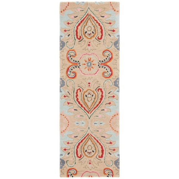 SAFAVIEH Bella Meriel Southwestern Wool Runner Rug, Beige/Blue, 2'3" x 7'