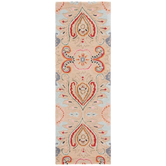 SAFAVIEH Bella Meriel Southwestern Wool Runner Rug, Beige/Blue, 2'3" x 7'
