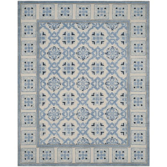 SAFAVIEH Bella Noelle Bordered Area Rug, Ivory/Blue, 10' x 14'