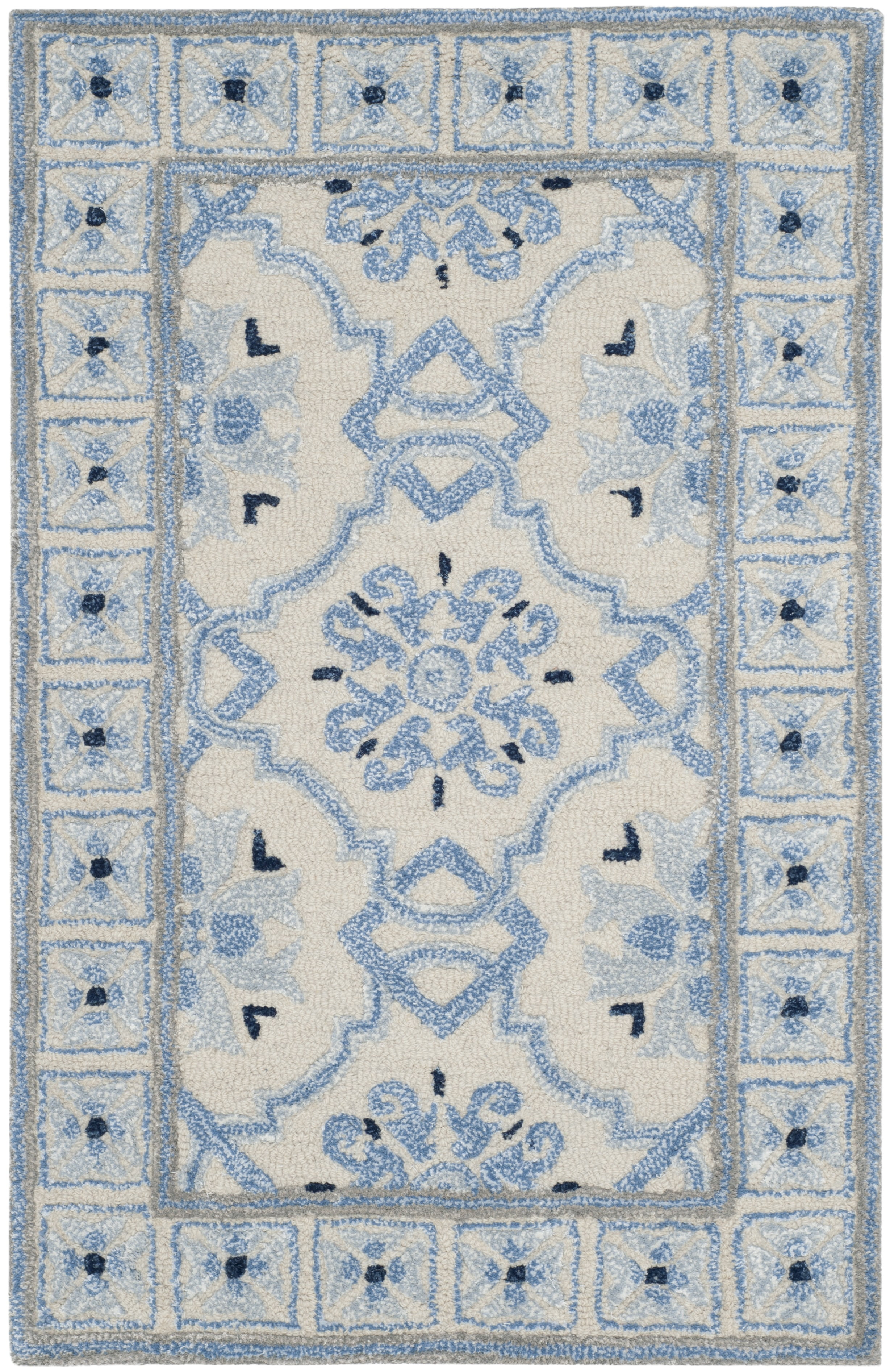 SAFAVIEH Bella Noelle Bordered Area Rug, Ivory/Blue, 2' x 3' - Walmart.com