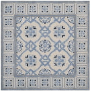 SAFAVIEH Bella Noelle Bordered Area Rug, Ivory/Blue, 3' x 3' Square