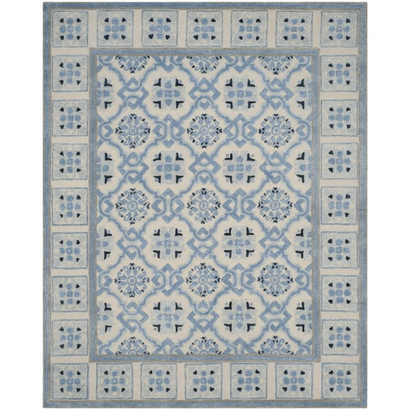 SAFAVIEH Bella Noelle Bordered Area Rug, Ivory/Blue, 3' x 5'