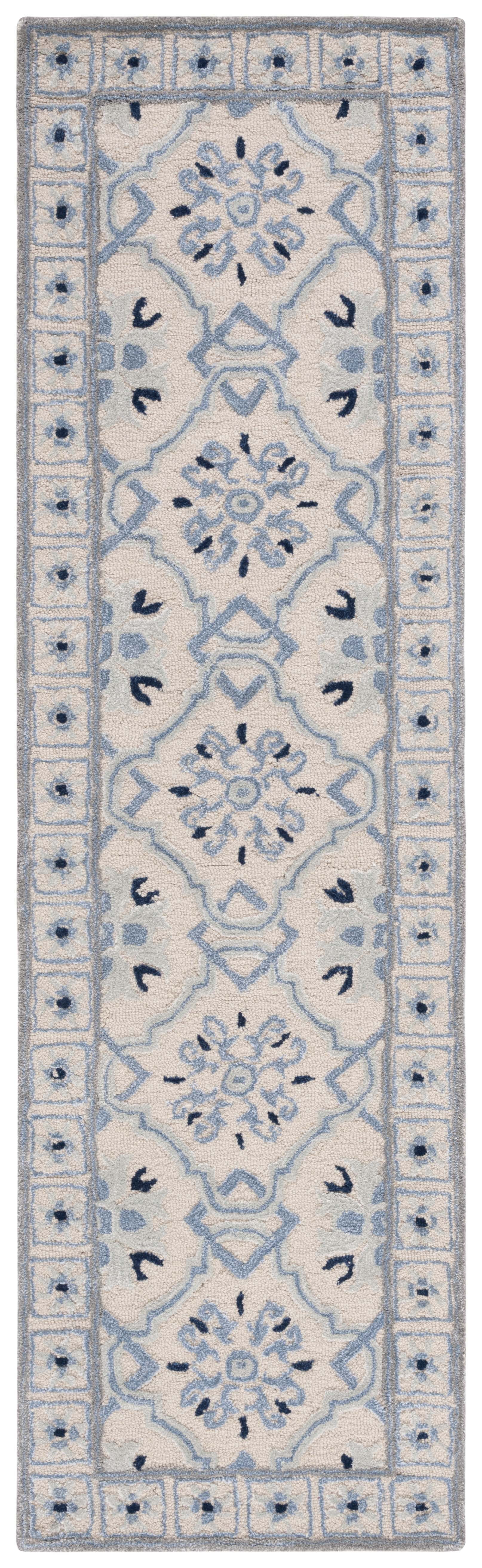 SAFAVIEH Bella Noelle Bordered Runner Rug, Ivory/Blue, 2'3" x 11'