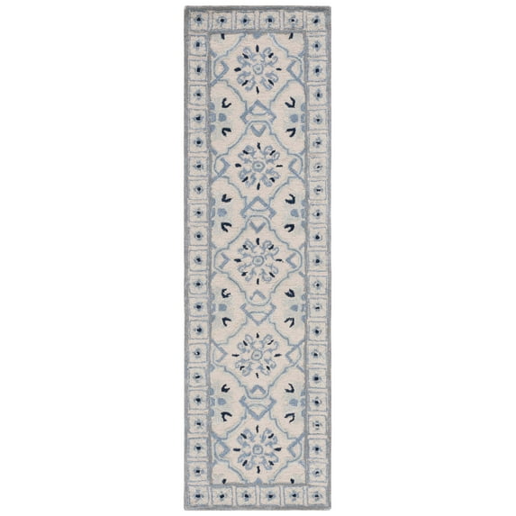 SAFAVIEH Bella Noelle Bordered Runner Rug, Ivory/Blue, 2'3" x 9'