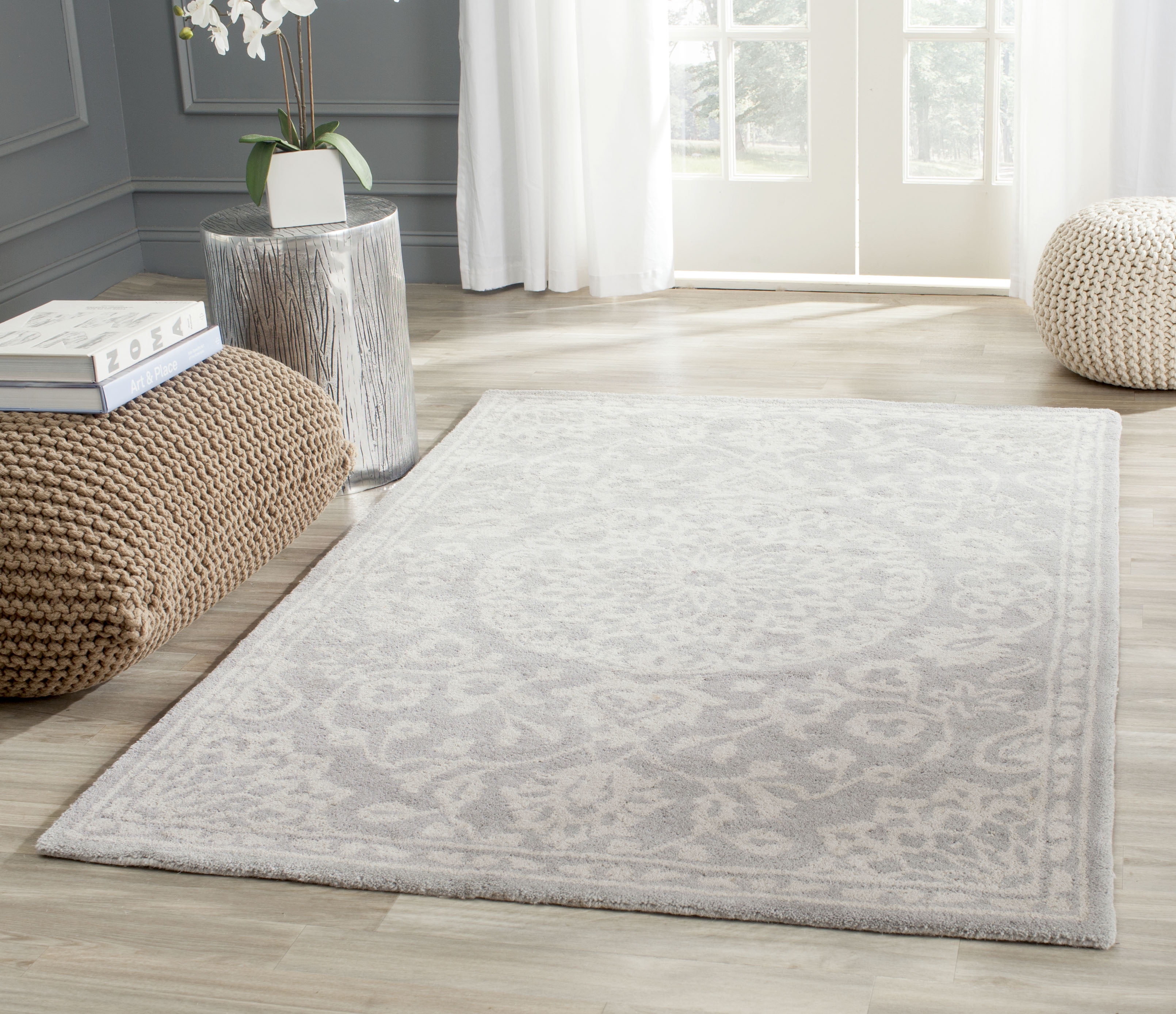 Bella 4' x 6' Gray and Silver Hand-Tufted Wool Area Rug
