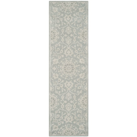 SAFAVIEH Bella Oliver Floral Wool Runner Rug, Grey/Silver, 2'3" x 6'