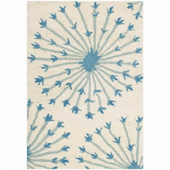 SAFAVIEH Bella Owen Fire Burst Wool Area Rug, Beige/Blue, 2' x 3'