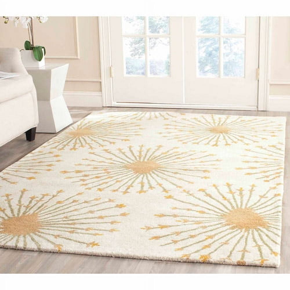 Beige Gold Hand-Tufted Wool Rectangular Area Rug